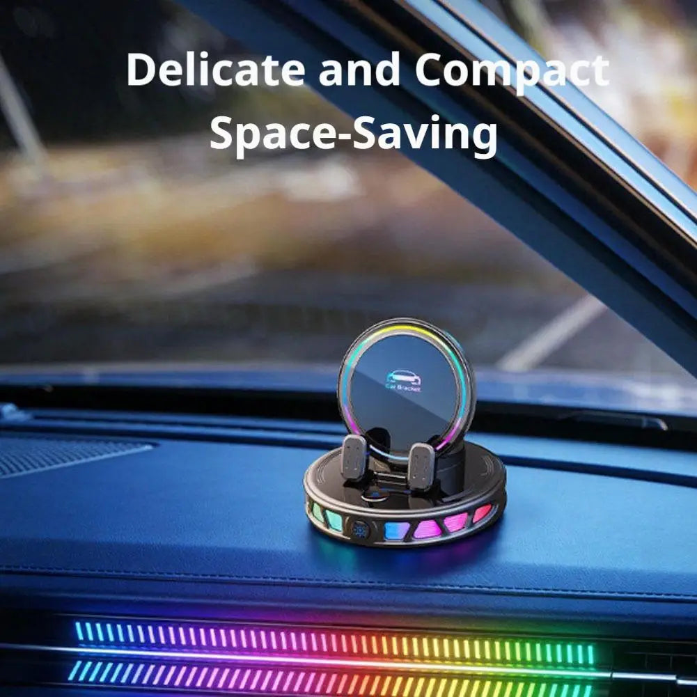 2026 New RGB Ambient Light Car Wireless Charger Dashboard Auto-Clamping Magnetic Phone Holder Car Wireless Charger Stand Zpaxo