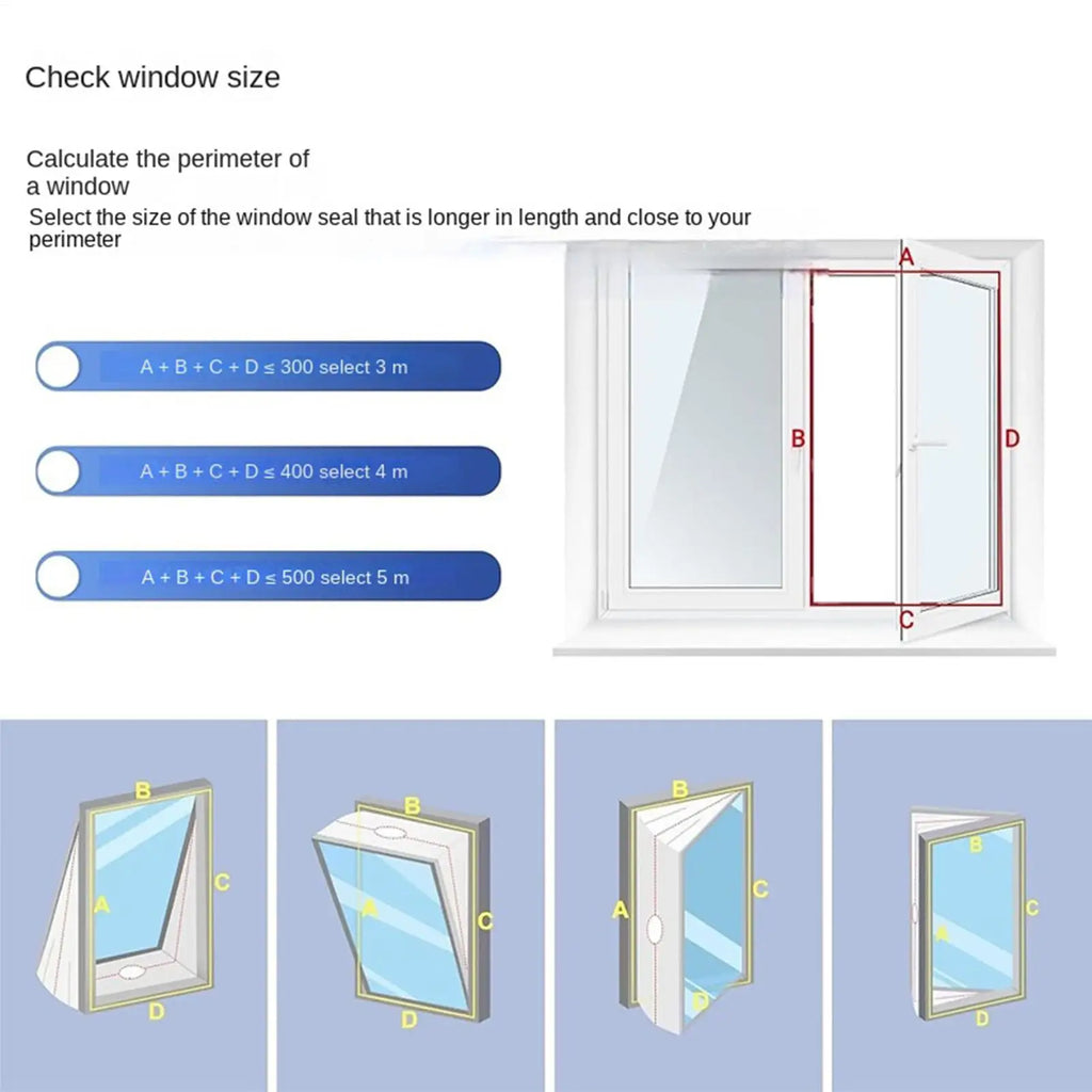 Ac Window Seal Weather Stripping Insulation Film Window Seal for Portable Air Conditioner for Draft Prevention Winter Zpaxo