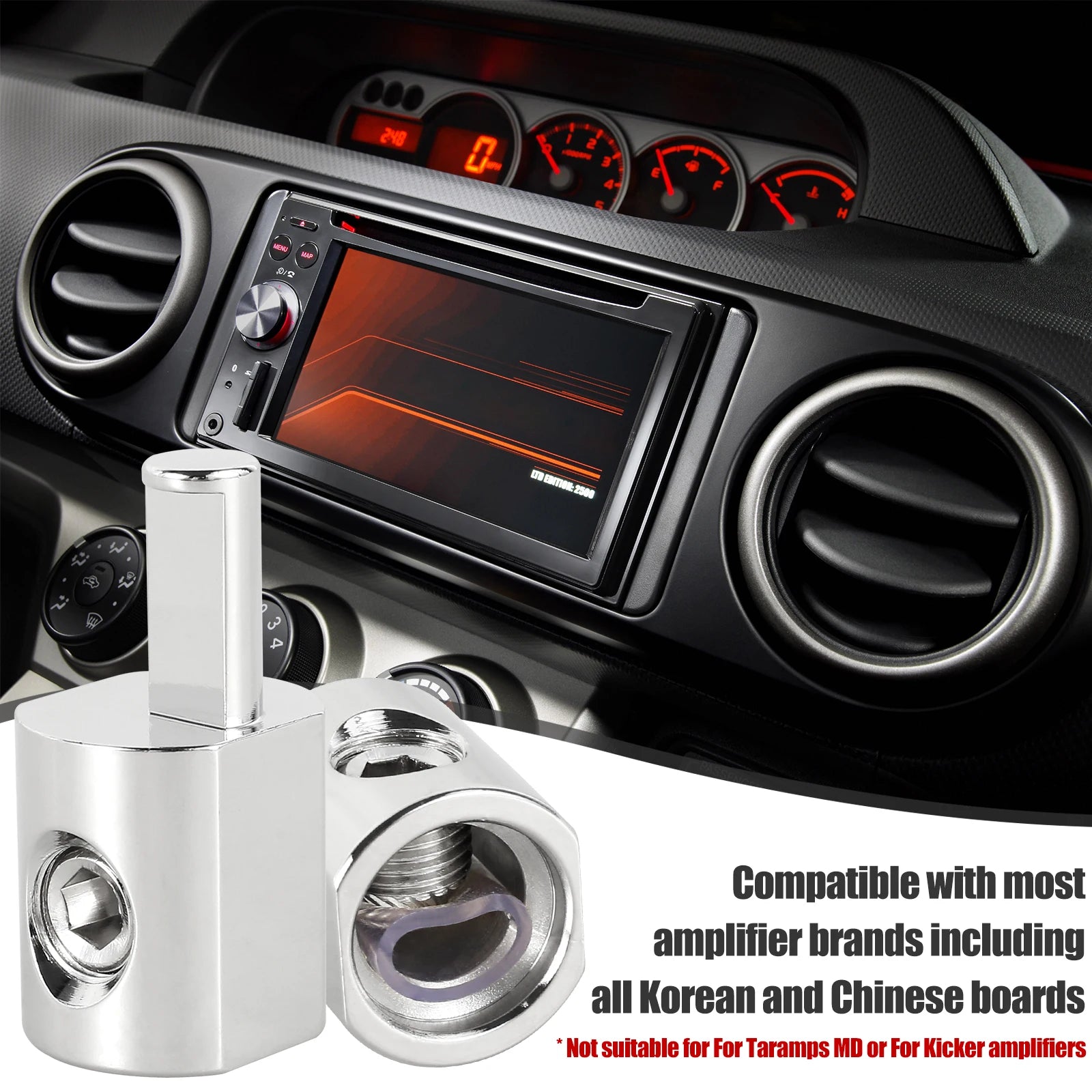 2pcs Car Audio Gauge Power Ground Wire Car Audio Modified Power Amplifier Pure Copper Terminal Power Supply FOR Car Audio Amp Zpaxo