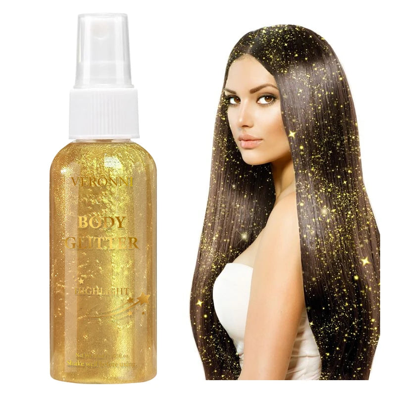 4 color Shiny Glitter Spray Cosmetics,Liquid Full Body Glow Body Highlighter,Waterproof Long Lasting Face,Body Hair Spray Makeup Zpaxo 02