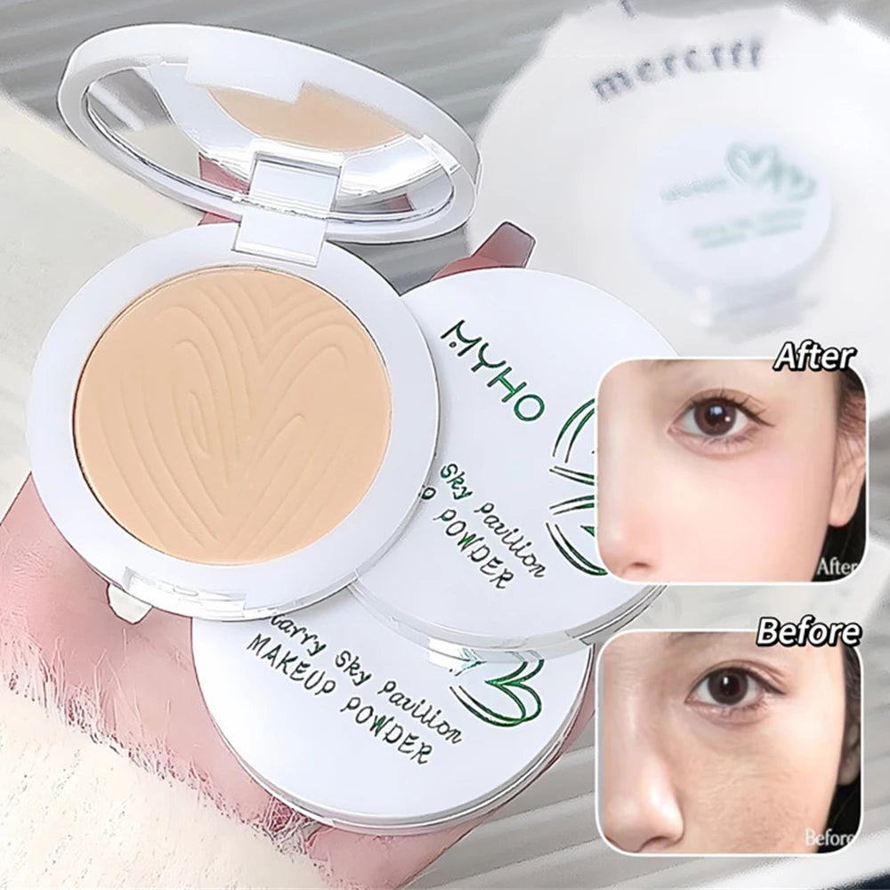 Natural Velvet Face Powder Pressed Powder Concealer Foundation Oil Control Setting Waterproof Long Lasting Makeup Dual-Use Zpaxo