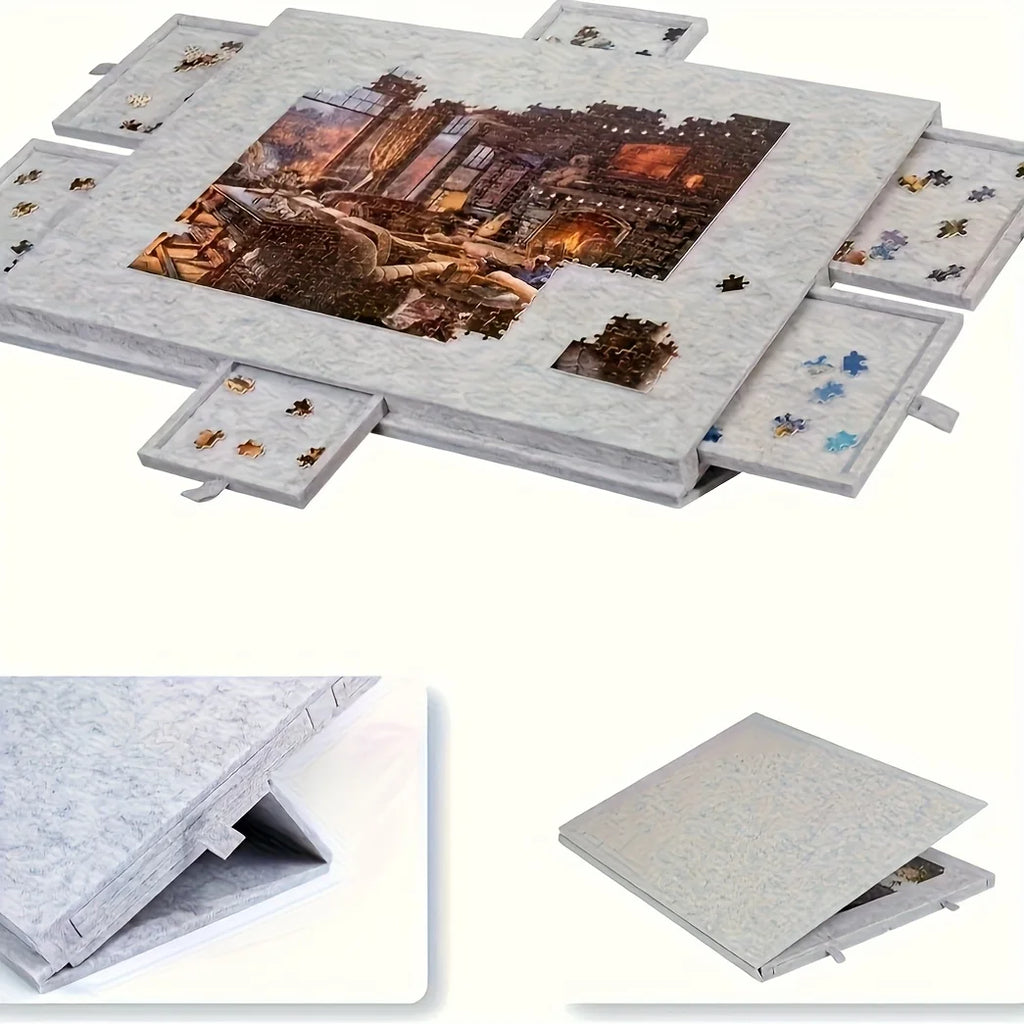 6-In-1 Portable Puzzle Table Stand Lid Six Drawers That Can Hold