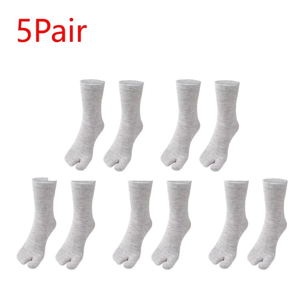1-5PCS Women/Men Unisex Japanese Kimono Flip Flop Sandal Split Two Toes Sock Tabi Geta Cotton Socks New Arrival Zpaxo Grey 5pairs