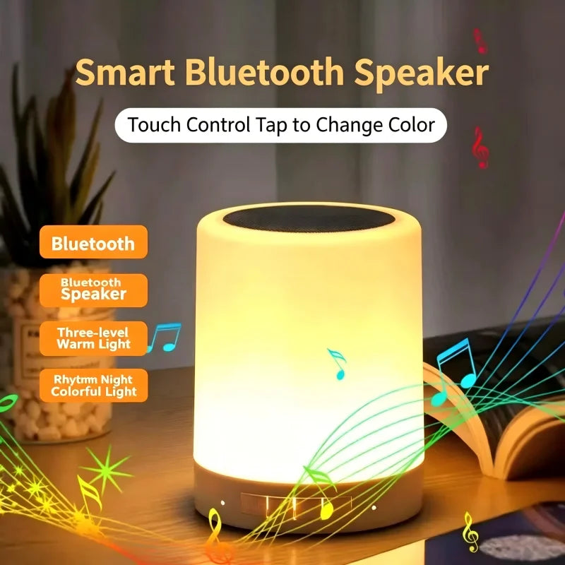 Touch Bluetooth Speaker Night Light 7-Color Dimming LED HIFI Stereo Zpaxo