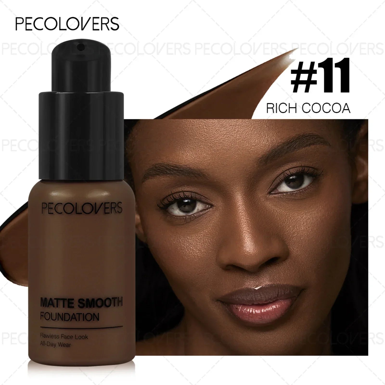1PC Flawless Liquid Foundation - Full Coverage, Matte, Waterproof, Conceals Blemishes, Multiple Shades Zpaxo 11