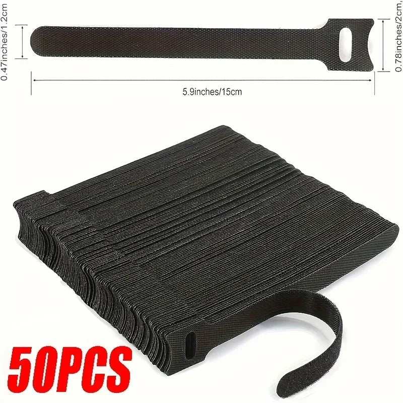 Releasable Cable Organizer Ties Mouse Earphones Wire Management Nylon Cable Ties Reusable Loop Hoop Tape Straps Tie Zpaxo 50PCS