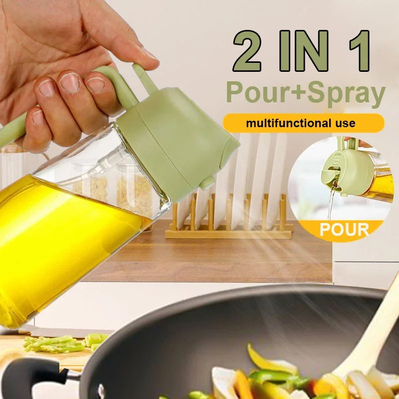 2 in 1 Pour Spray Sprayer Kitchen Fryer Air Spray Oil Dispenser Bottle for Olive Oil Cooking Frying BBQ Camping Large Capacity Zpaxo