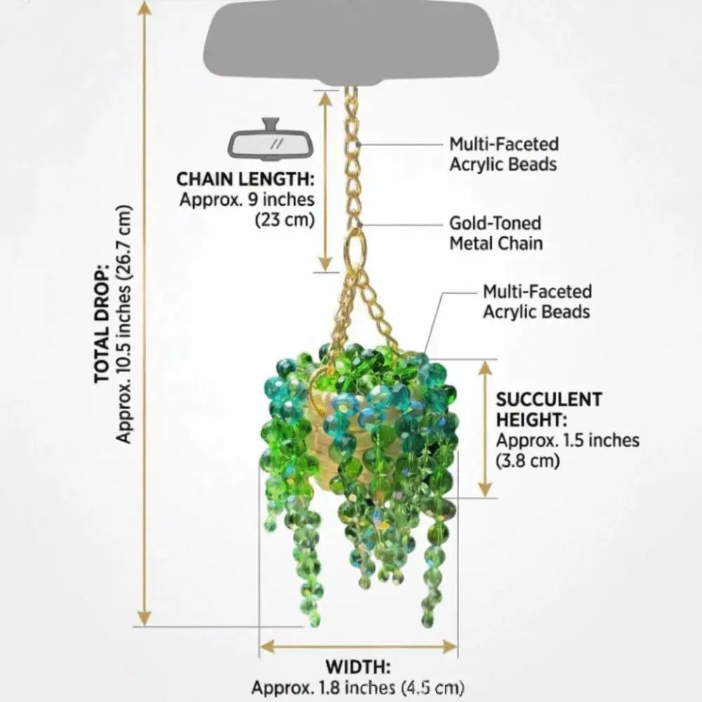 Pendant Sun-kissed Succulent Car Charm Warm Sunny Beaded Multi-beaded Zpaxo