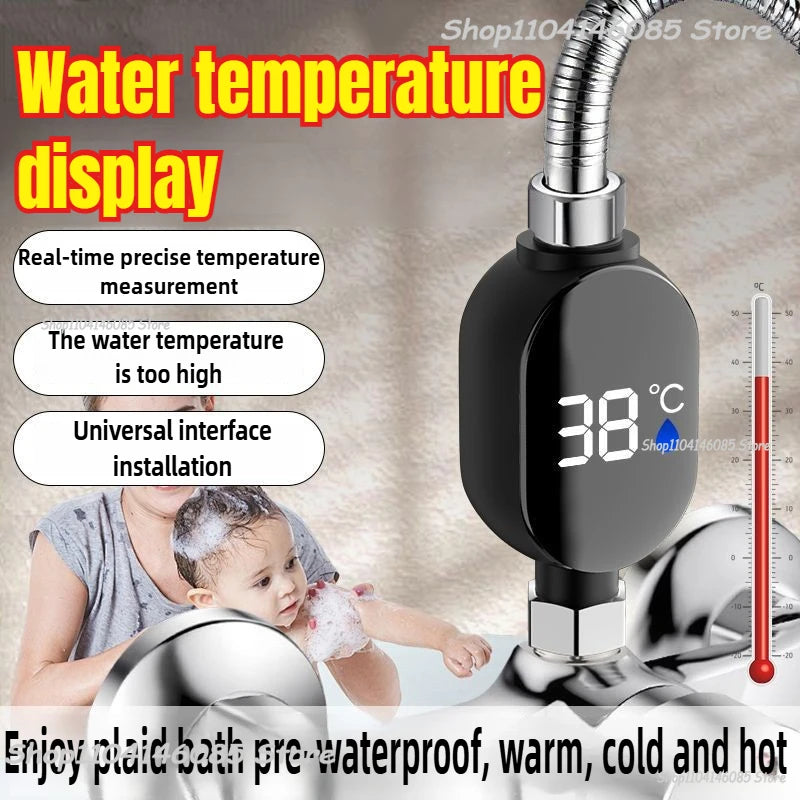 Black Bathroom Led Display 0℃~99℃ Home Water Shower Thermometer Water Accurate Temperature Measurement Meter Bathroom Zpaxo