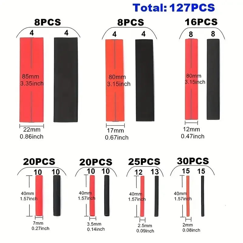 Colorful Heat Shrink Tube Kit 2:1 – 127/328pcs Polyolefin Wires