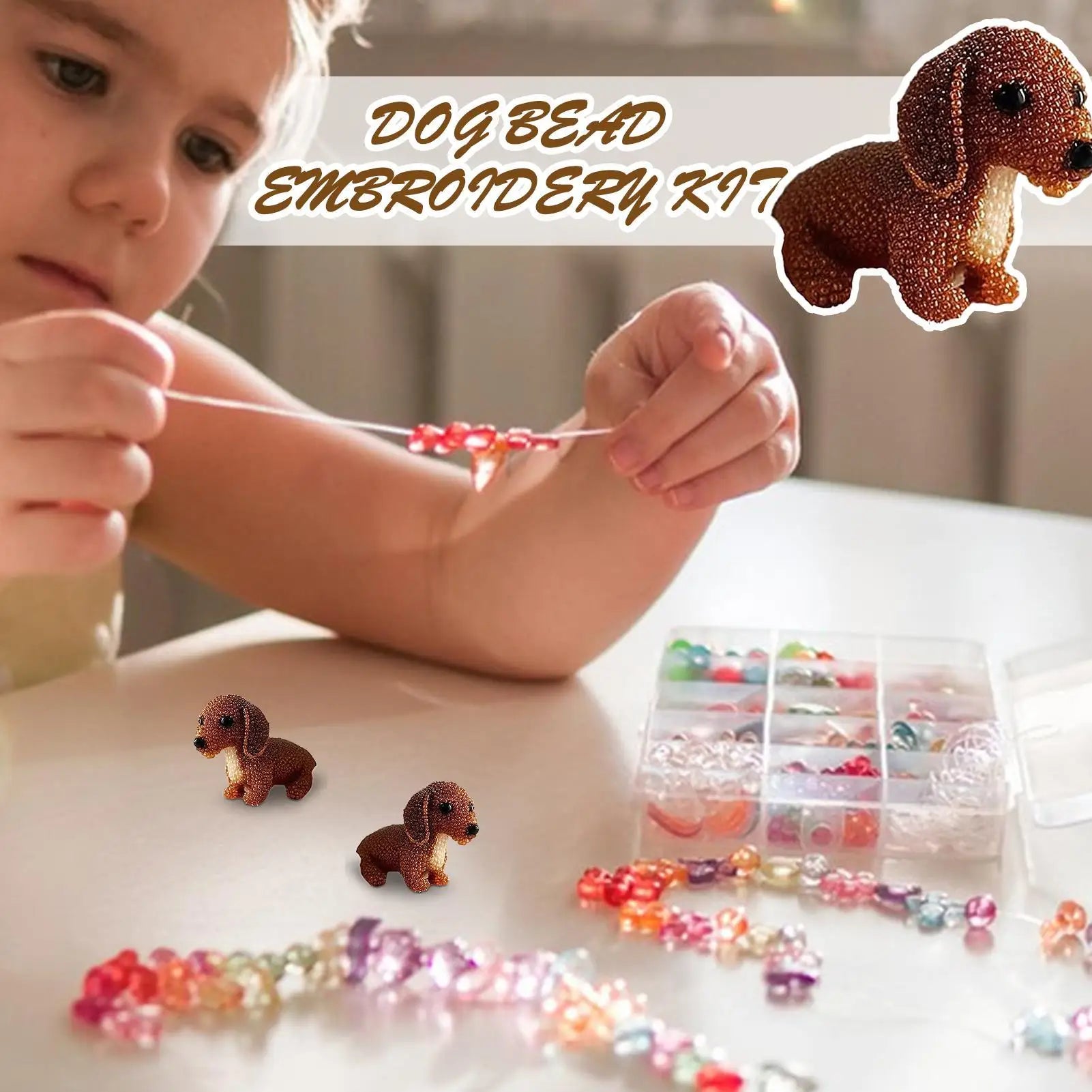 Bead Embroidery Three-dimensional Dog Animal Ornament Making Sewing