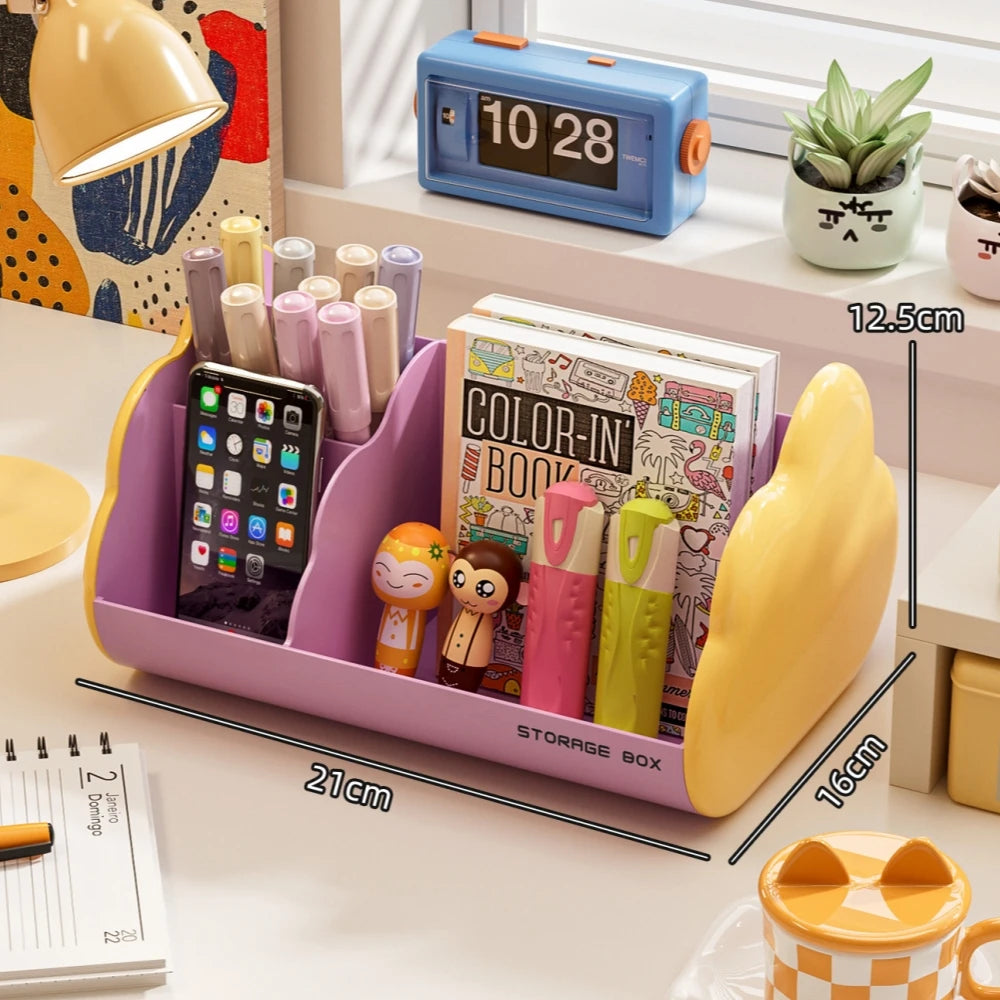 Cloud-Shaped Desk Organizer – Multi-Compartment Storage Box Desk Organizer Zpaxo Yellow Purple L