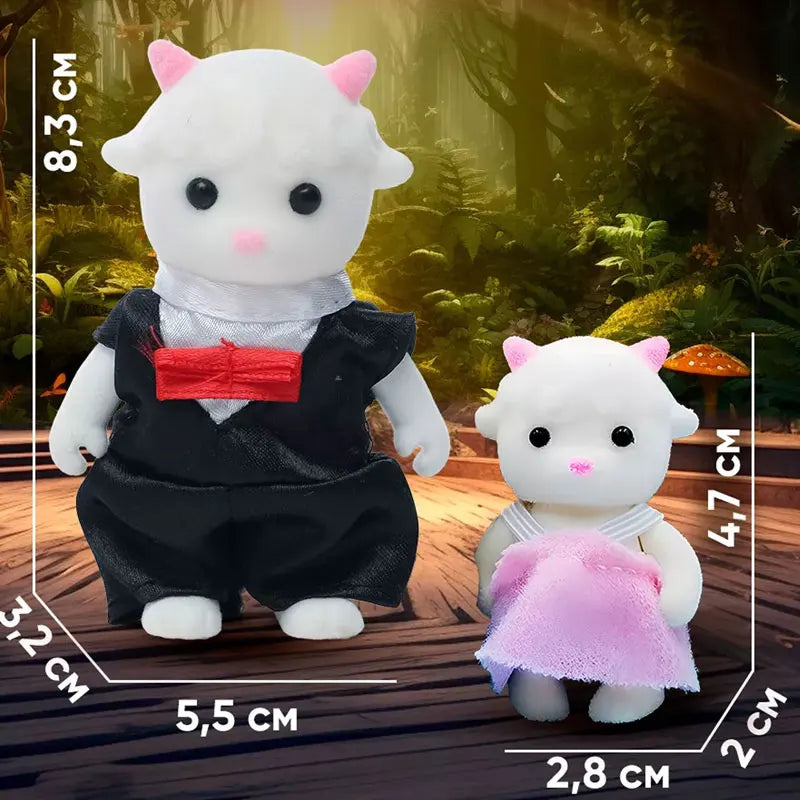Simulation Forest Rabbit Family Doll Plush Toys Dollhouse Figures DIY
