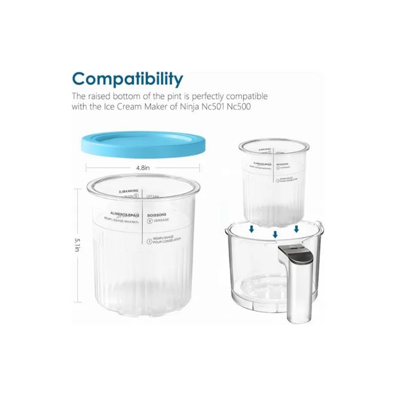 Hot Containers Replacement for Ninja NC500 NC501 Creami Deluxe Pints Lids Creamy Ice Cream Containers Cups Set Family Size Zpaxo