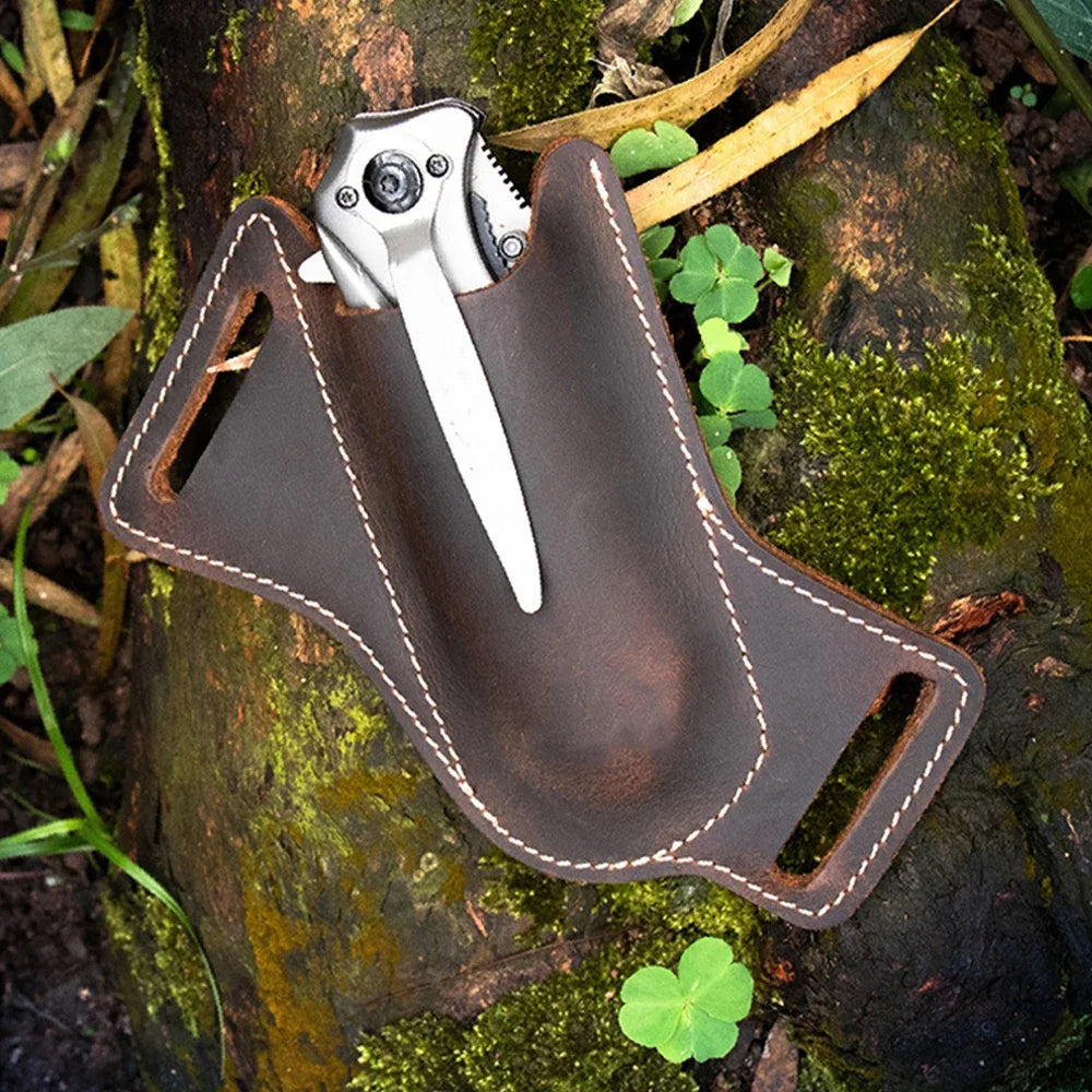 PU Leather Folding Knife Sheath with Waist Clip | EDC Carry