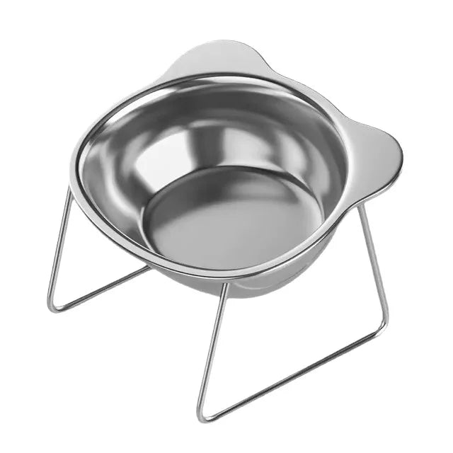 304 Stainless Steel Elevated Cat Bowl with Support Stands Stainless Steel Adjustable 15-Degree Angle Stand Slanted Pet Bowl Zpaxo Bowl with Holder