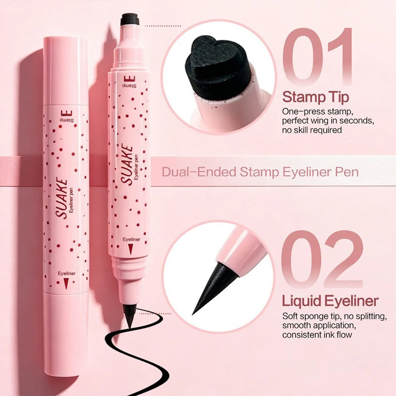 Waterproof Double-headed Liquid Eyeliner Pen Including Star/love/moon Pattern Lasting Quick Drying Suitable for Beginners Makeup Zpaxo
