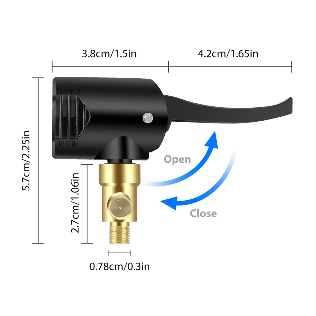 2-in-1 Deflateable Air Chuck Portable Tire Pump Nozzle Hose Inflator
