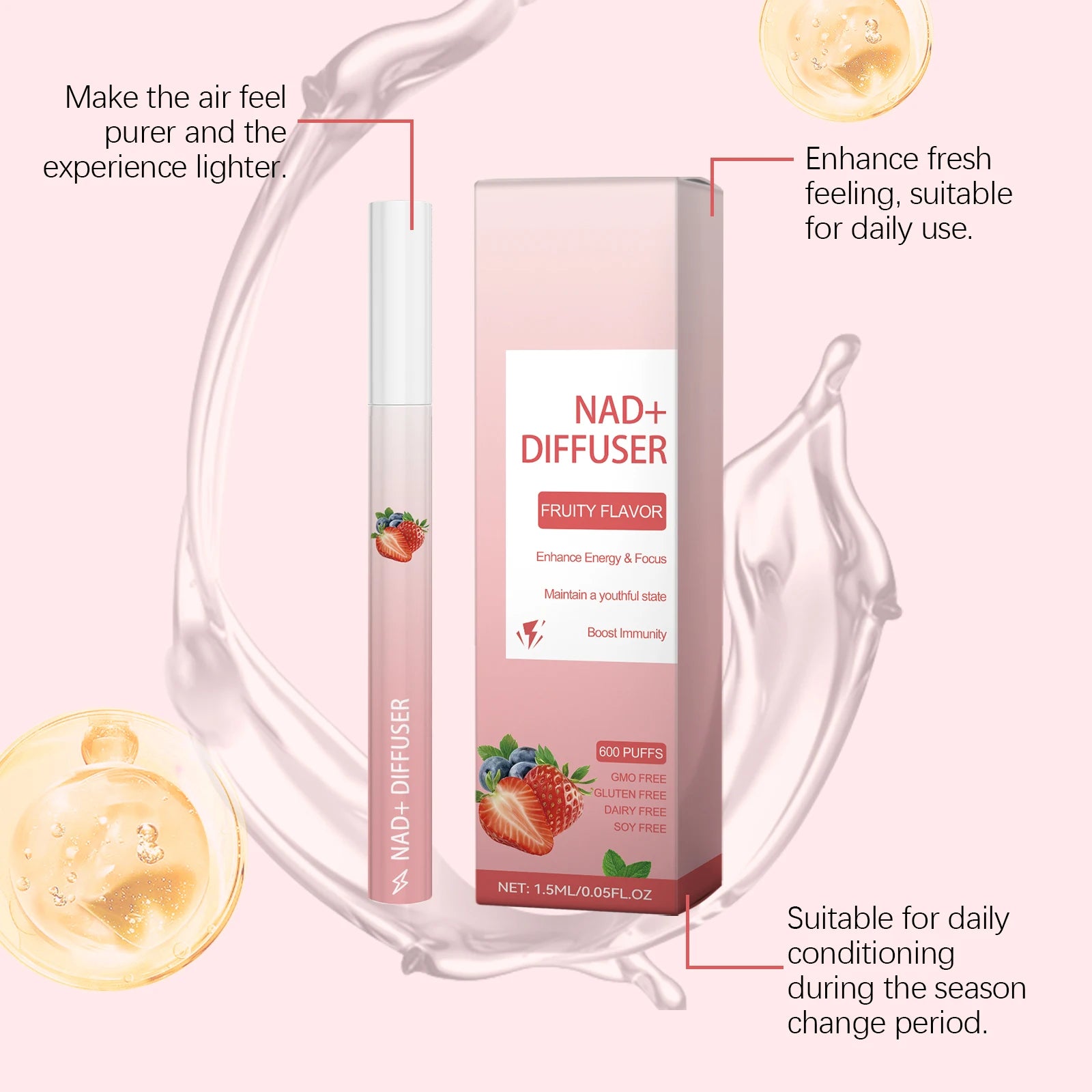 NAD+ Herbal Energy Diffuser Stick | Focus, Immunity & Vitality Herbal Inhalation Diffuser Zpaxo