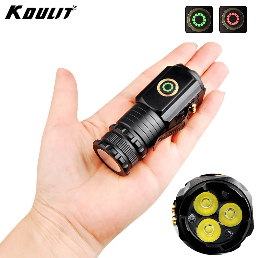 KDULIT 2000LM Mini EDC Keychain Flashlight USB-C Rechargeable