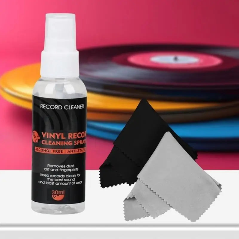 652F Quality Vinyls Record Cleaning Set 30ml Cleaning Fluid with Microfiber Cloth for Enhances Audios Claritys Cleaner Zpaxo