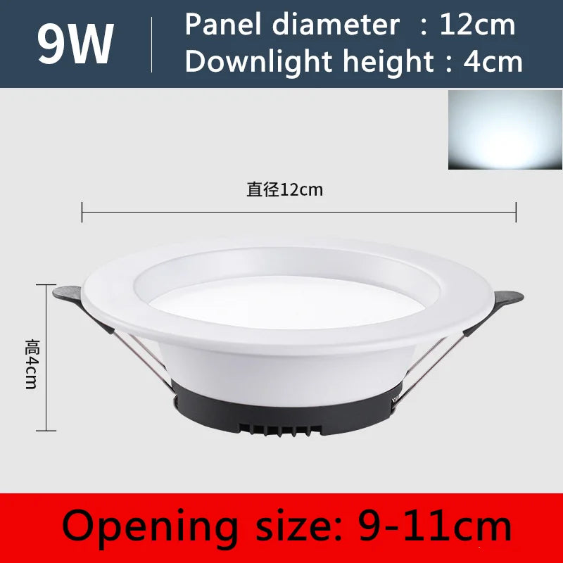 Slim Recessed LED Downlight 6W 9W 15W 20W | AC220V Ceiling Spot