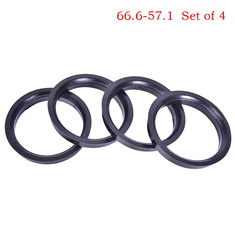 4-Pack 66.6–57.1mm Hub Centric Rings | Polycarbonate Wheel Bore