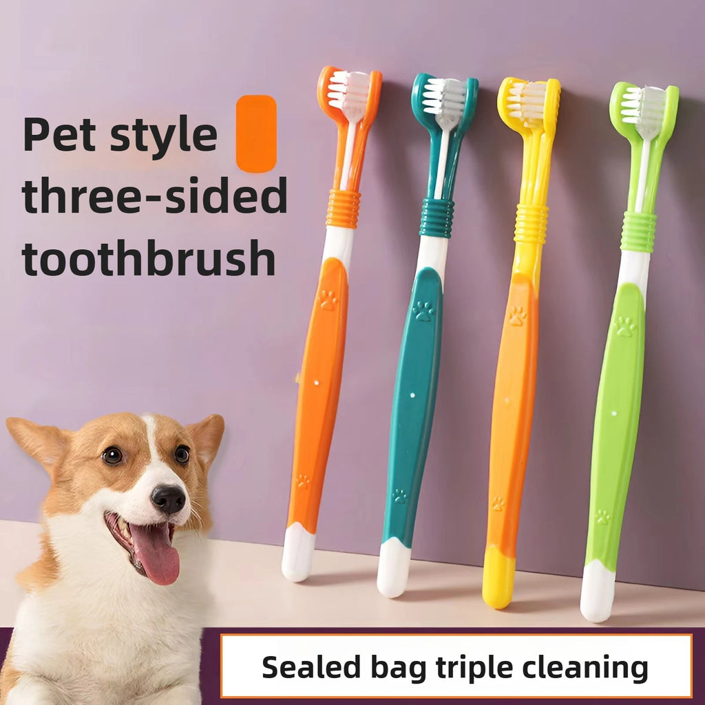3-Sided Pet Toothbrush Dog Plastic Removing Tartar Cleaning Mouth