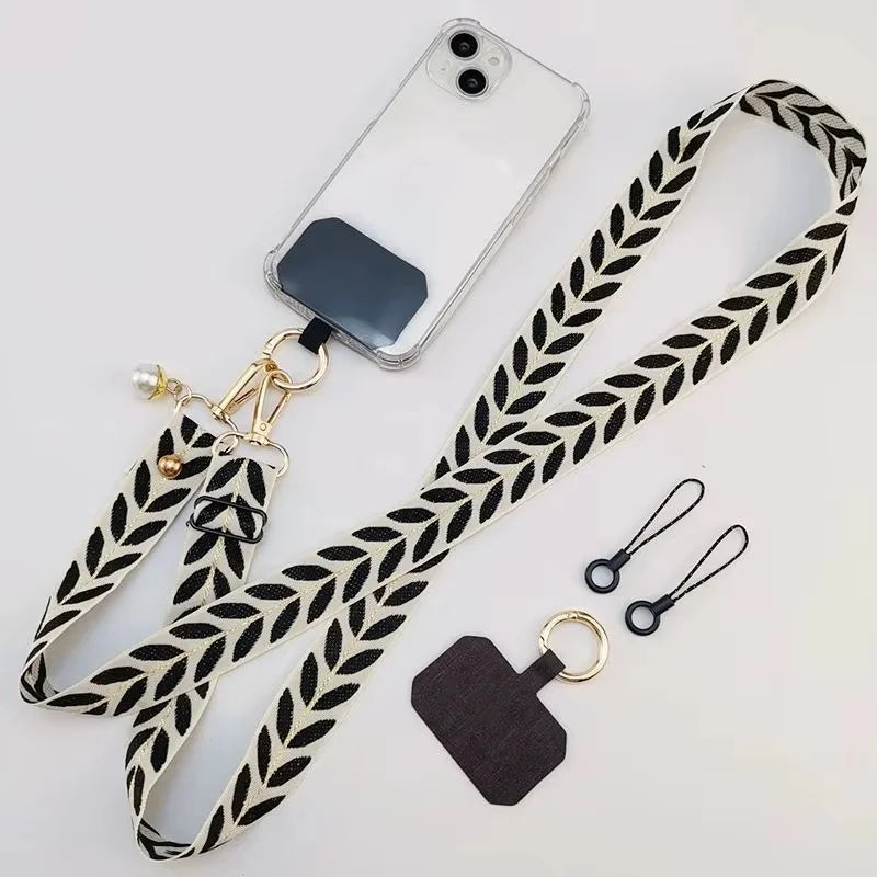 Pearl Pendant Mobile Phone Strap Shoulder Neck Band Metal Buckle Key