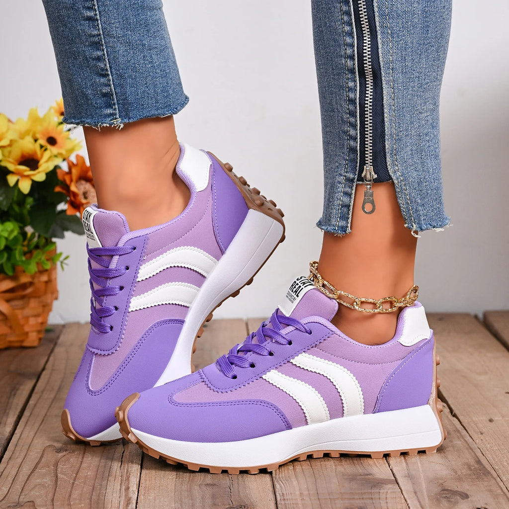 Summer Thick Bottom Women Sneakers 2026 New Casual Patchwork Leather Sneakers Women Outdoor Casual Comfortable Shoes Ladies Zpaxo