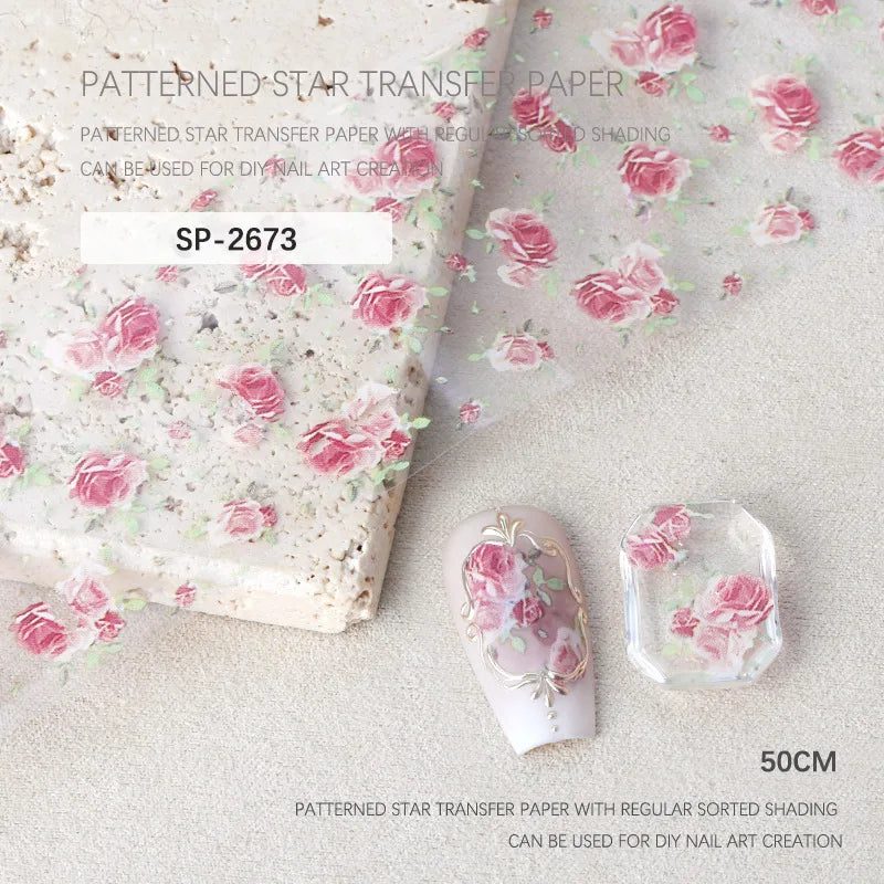 Rose Flower Nail Art Foils Transfer Paper Stickers Designs Floral Zpaxo SP-2673