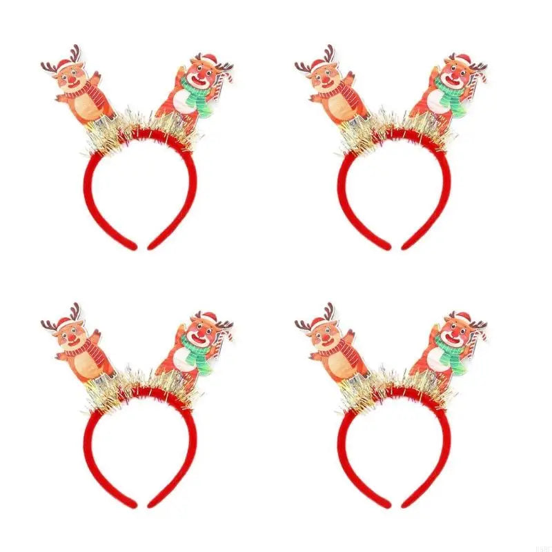 Christmas Party Headband Elastic Santa Snowman Deer Plastic Hair