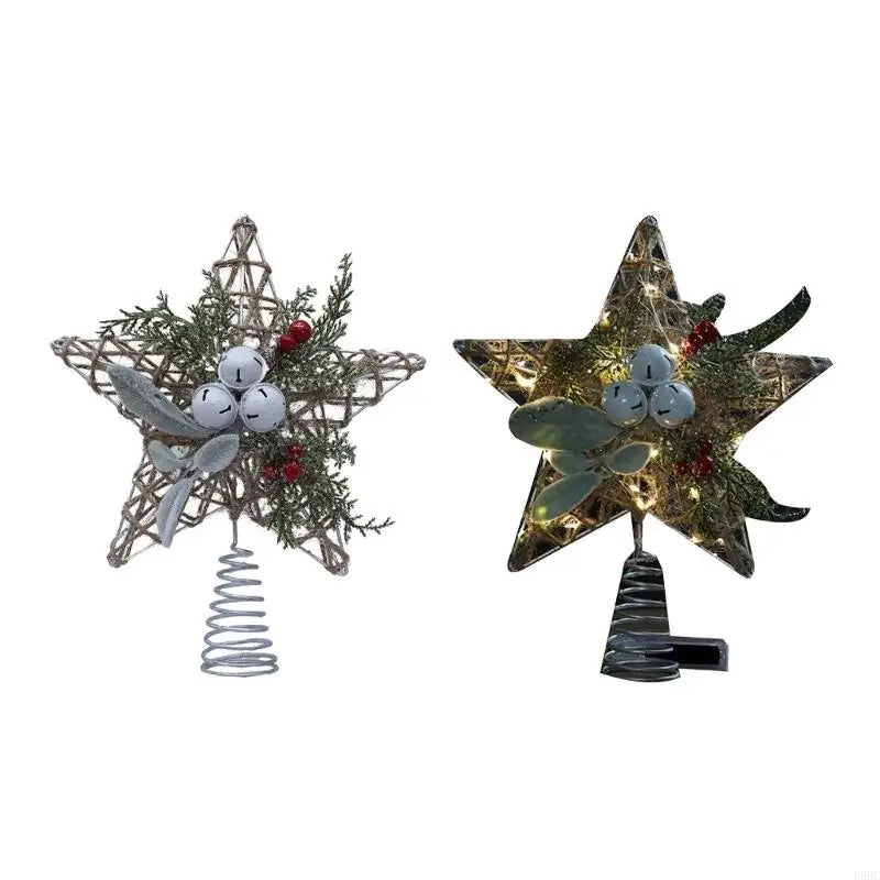 Hollowed Iron Wire Star Tree Ornament Bells Winter Holiday Party