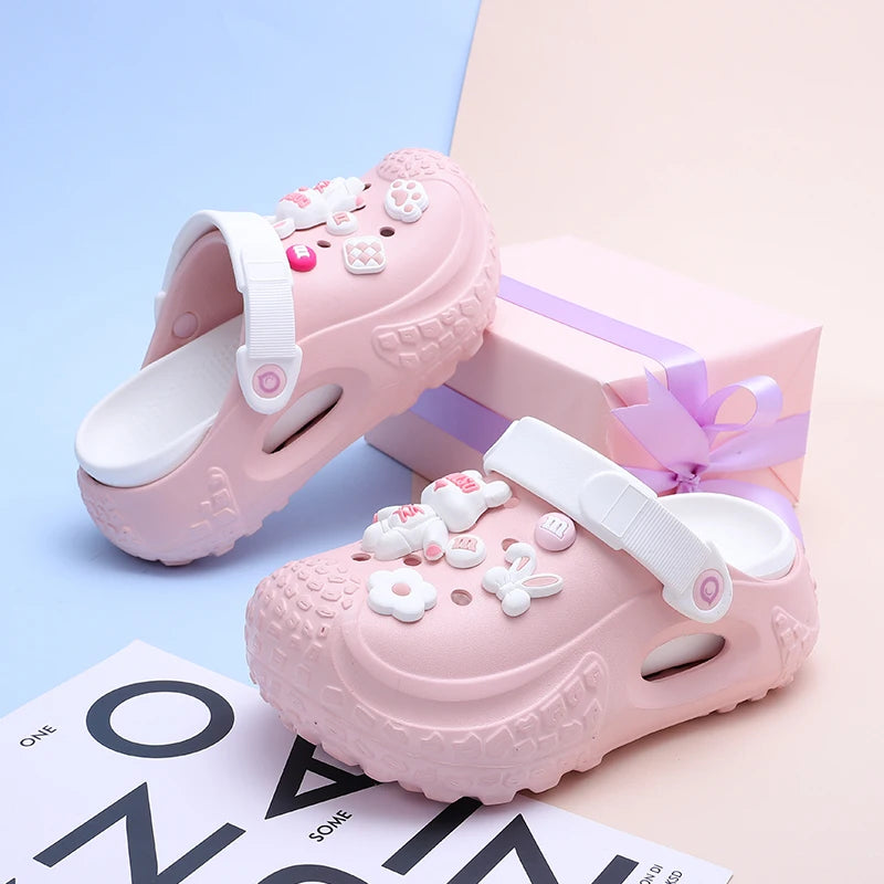 Women's Trendy Platform Clogs Cartoon Animation Hollow Summer Beach Zpaxo Pink 39-40