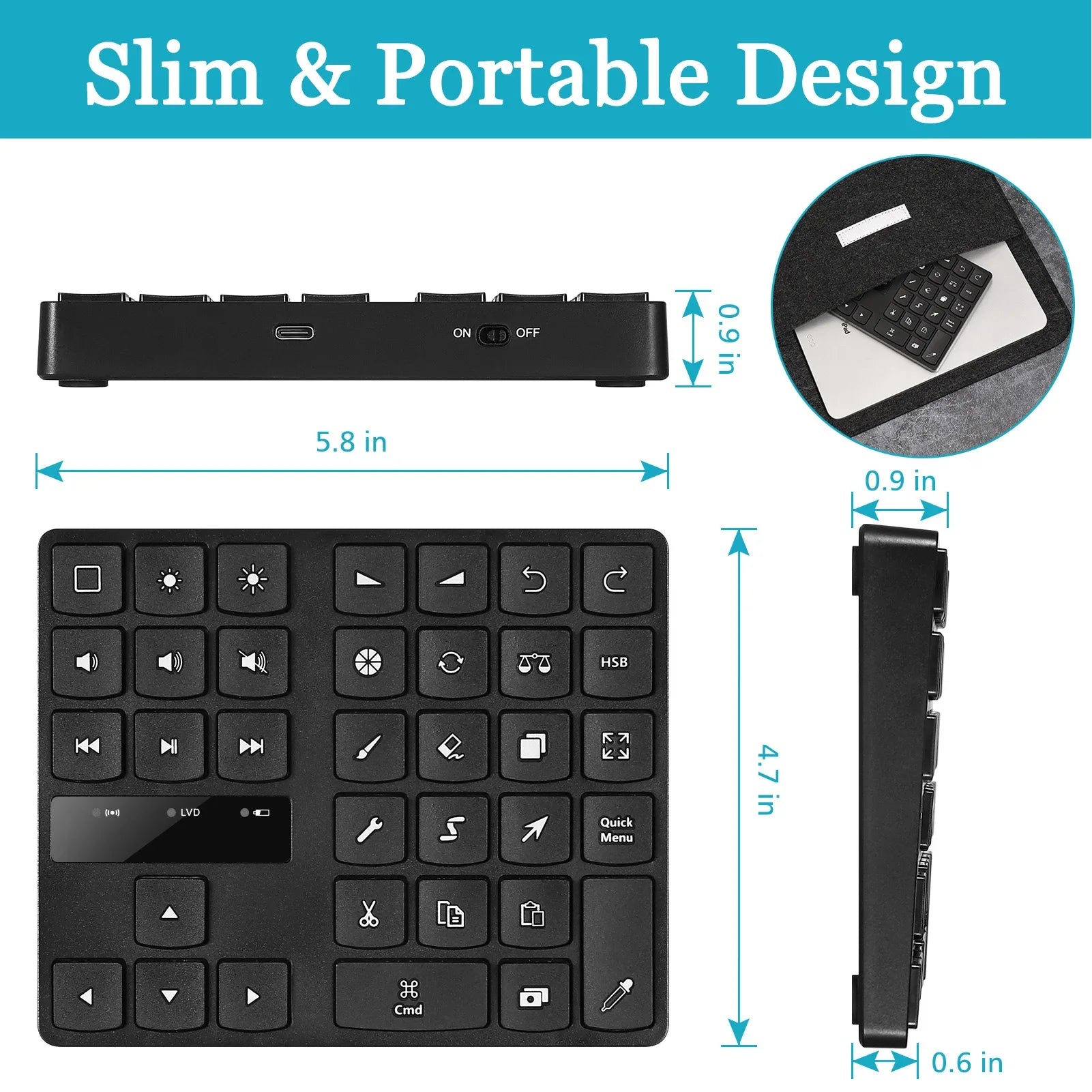 Drawing Keyboard Mini 35 Keys One Handed Ergonomic Shortcut IOS OS X Zpaxo