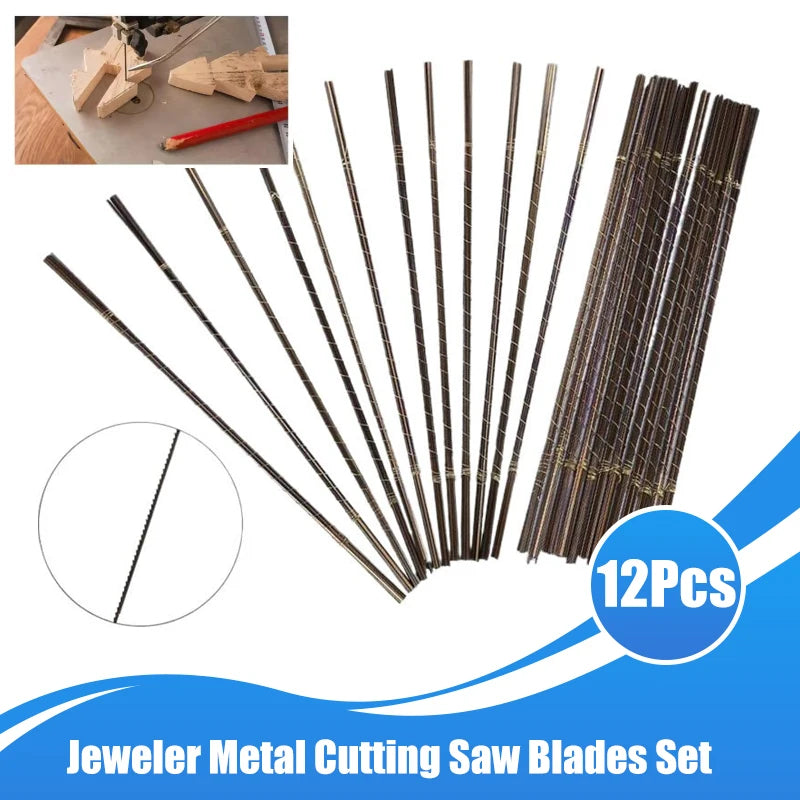 12Pcs Carbon Steel Jeweler Metal Cutting Saw Blades Set Handicraft Jewelry Design And Repair Gems Woodworking Hand Tools Zpaxo