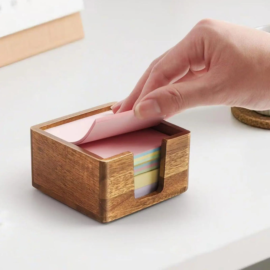 Sticky Note Holder 9 5x9 Wooden Non-slip Pads Notes Dispenser Office