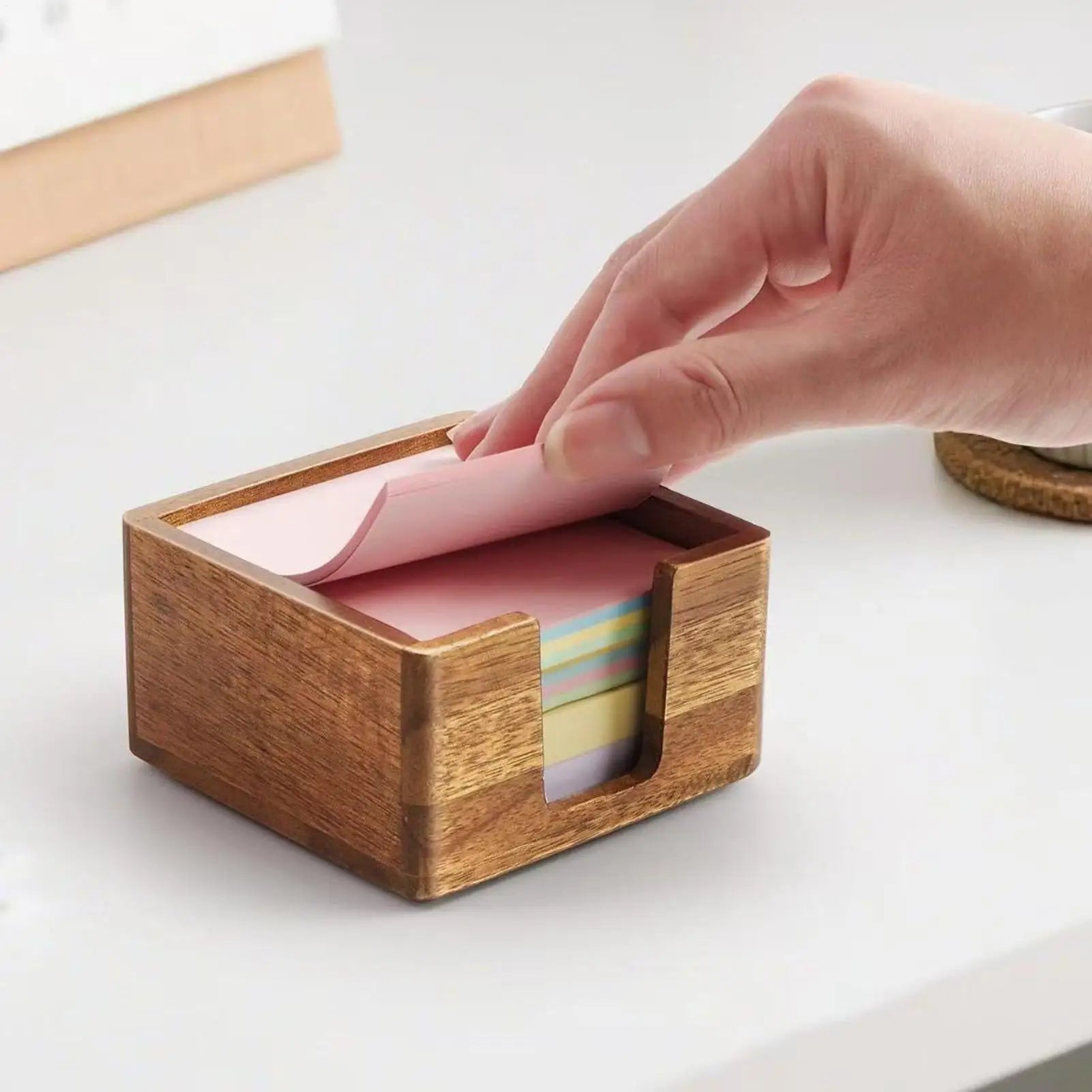 Sticky Note Holder 9 5x9 Wooden Non-slip Pads Notes Dispenser Office