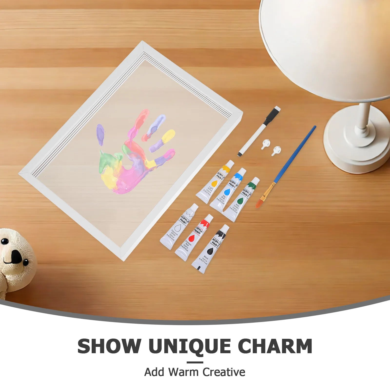 Family Handprint Wooden Frame DIY Art Print Craft Display Case Box