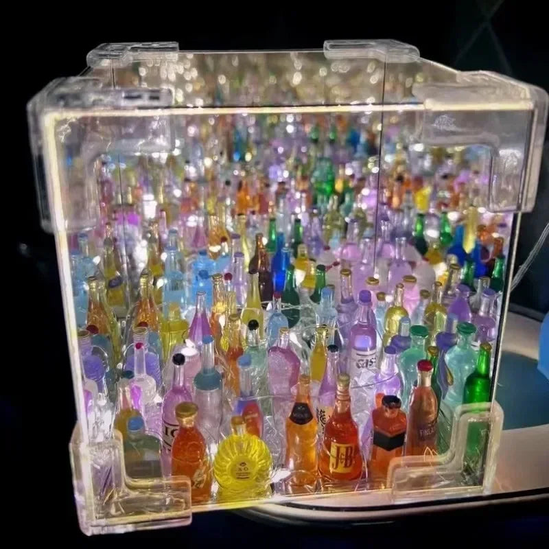 DIY Wine Bottle Cube 3D Night Light Mirror Desktop Ornament 3D Illusion Night Light Zpaxo