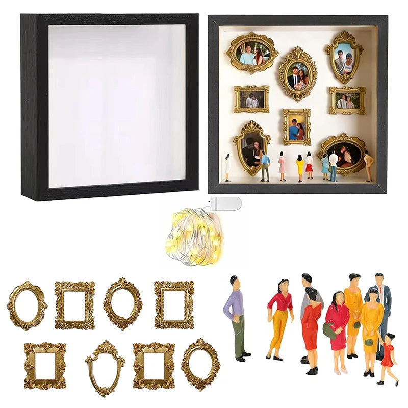 Personalized DIY Photo Family Memory Display Case Frame Mini Museum Zpaxo A