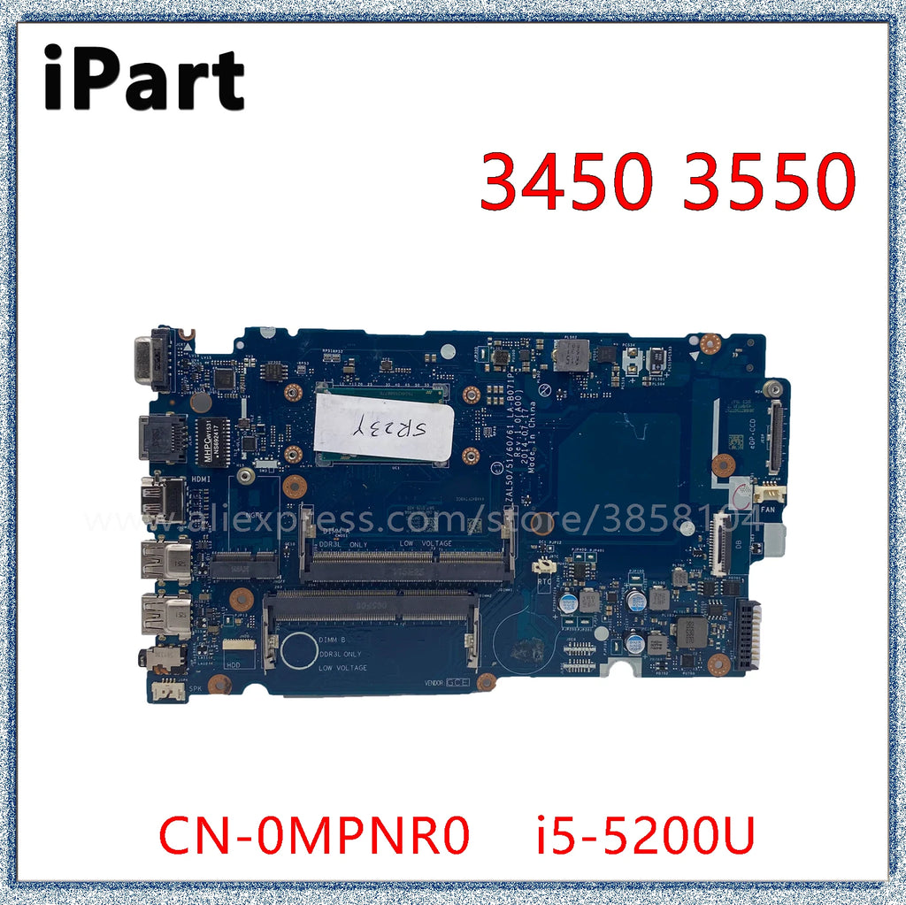 DELL Latitude 3450 3550 Laptop Motherboard I5-5200U CPU LA-B071P