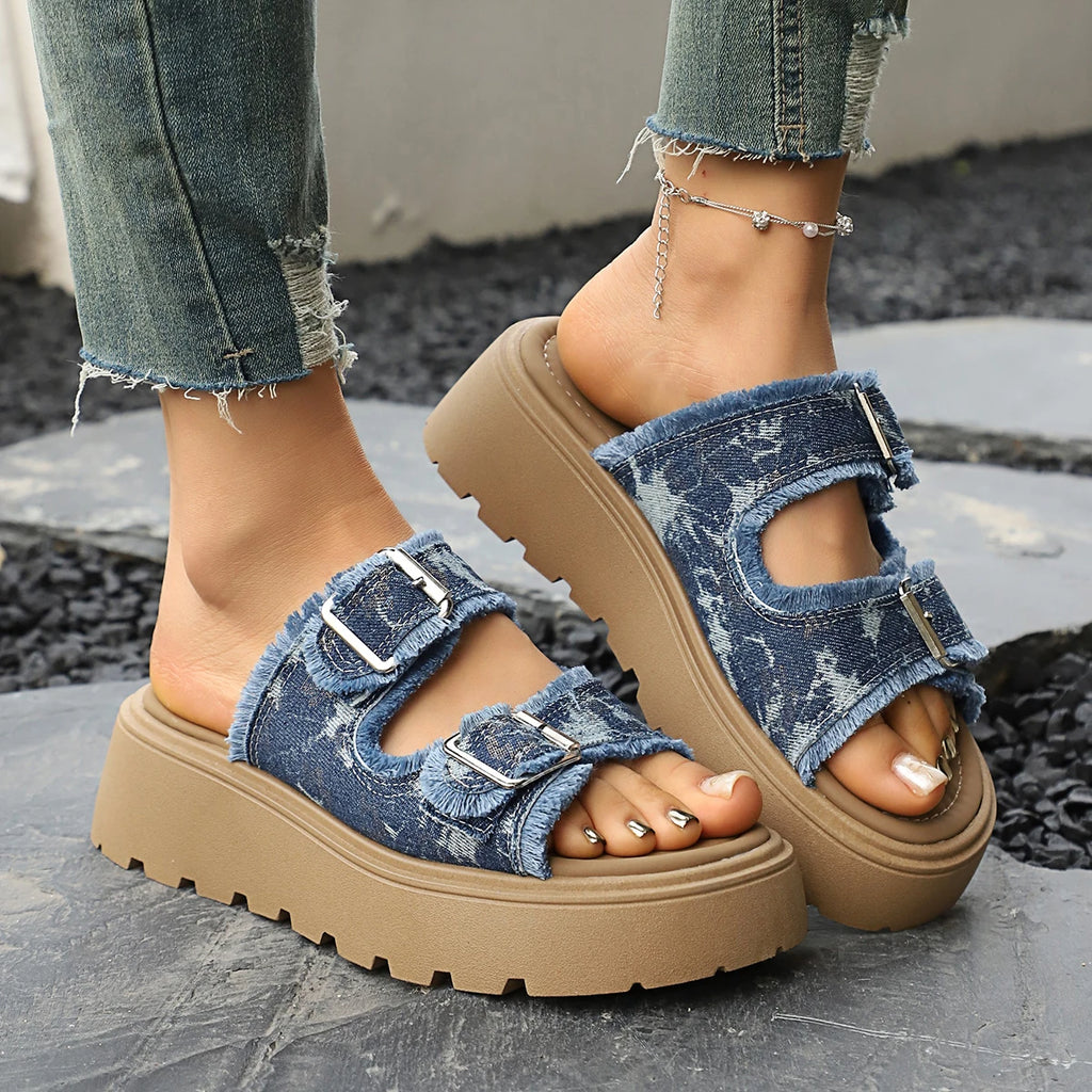 Women Slippers Platform Slides Summer Gladiator Beach Flat Walking