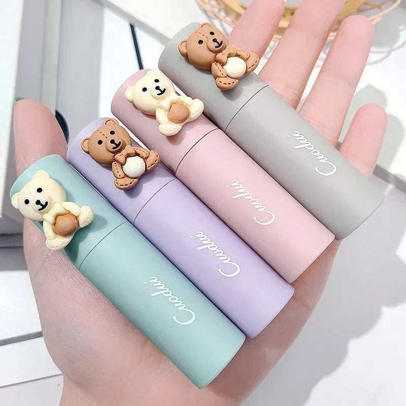 Girl's Velvet Matte Lipstick Blush Waterproof Long Lasting Cute Bear Lipgloss Non-Stick Cup Makeup Lip Tint Mud Cosmetic Makeup Zpaxo