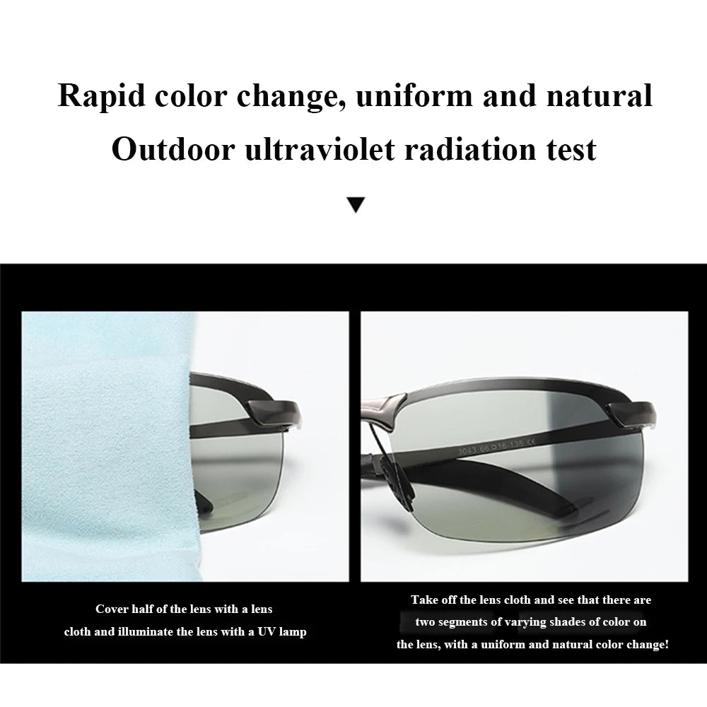 Photochromic Sunglasses Men Polarized Driving Chameleon Glasses Male Zpaxo