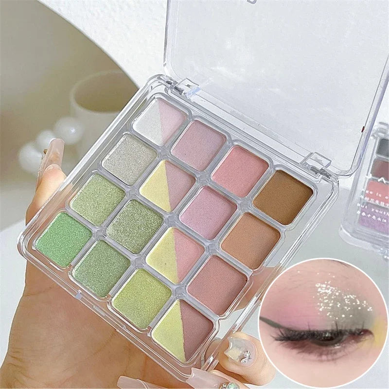 16Colors Matte Eyeshadow Palette Cute Pink Eye Make Up Palette Long Lasting Glitter Eye Shadows Korean Beauty Palette Makeup Zpaxo