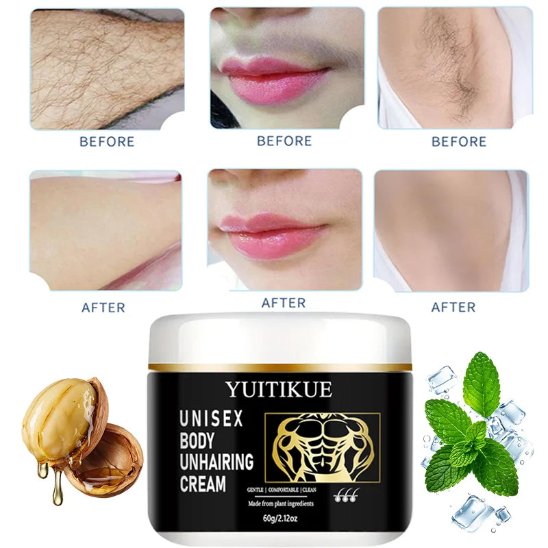 YUITIKUE Plant-Based Hair Removal Cream – Gentle & Unisex 60g Hair Removal Cream Zpaxo