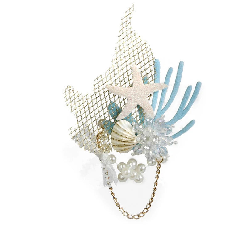Ocean-inspired Hair Embellishments Starfish Synthetic Crystal Shell Zpaxo