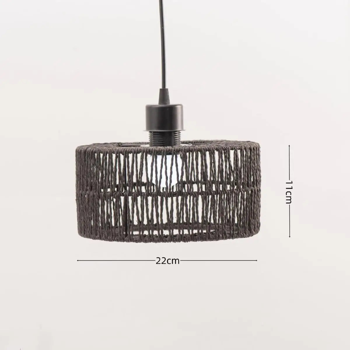 Boho Paper Rope Lampshade | Handwoven Pendant Light Shade Pendant Lampshade Zpaxo small Black