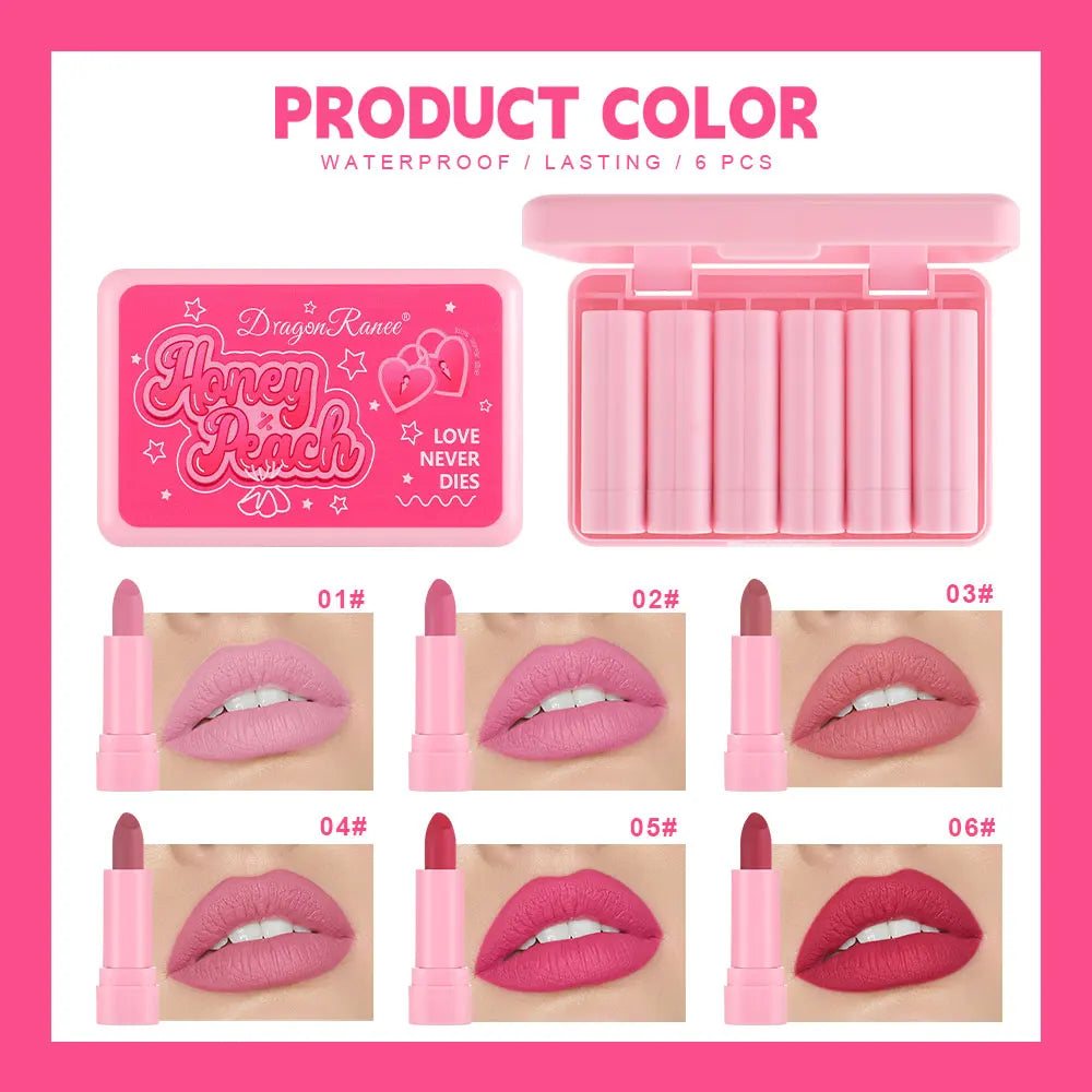 Matte Lipstick Set, Non-Stick, Easy to Apply, Waterproof Lipstick, Velvet Texture Lipstick, 6-Piece Lipstick Set Zpaxo